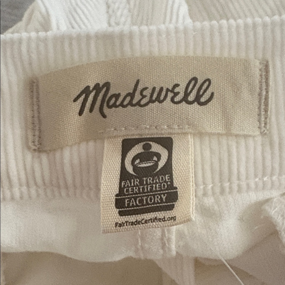 Madewell The Petite Emmett Wide Leg Pant Corduroy Welt Pocket Winter White - Picture 6 of 9